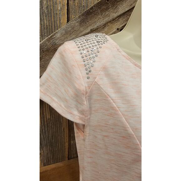 NWT Guess Peplum Top L Pink Padded Shoulders Cap Sleeve Studded Shirt punk rock - Picture 4 of 9